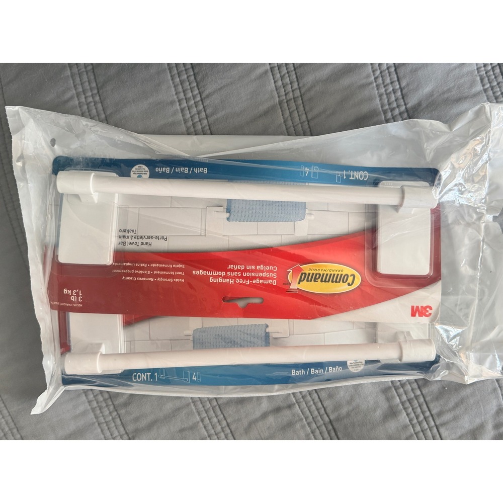 3M Command Bath Hand Towel Bar White BATH42-ESF 2 Pack Damage‎ Free NEW